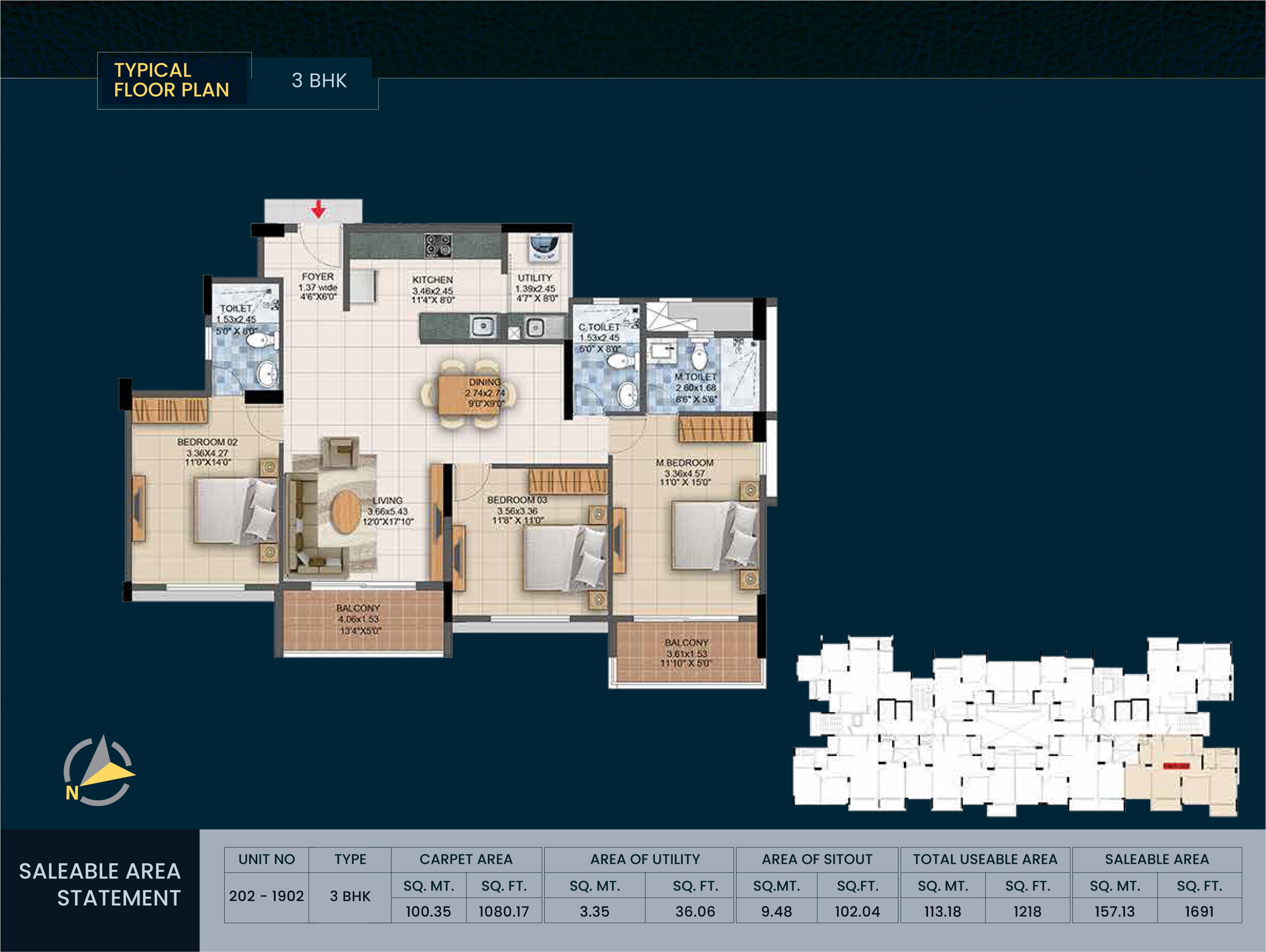 2 BHK floor plan 02