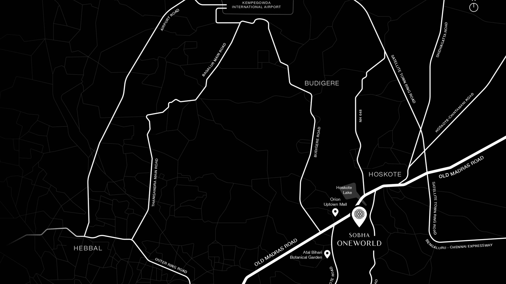 Official SOBHA OneWorld connectivity map for Greater Whitefield and East Bengaluru